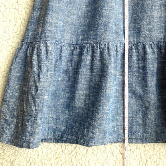 Briggs Women's sleeveless blue linen tiered ruffle dress, Sz L - Picture 8 of 15